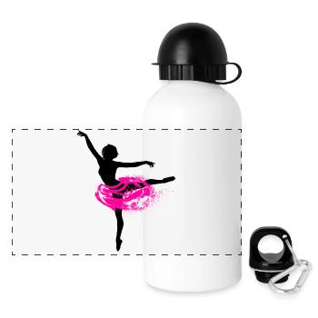 Ballerina mit Tutu Silhouette Ballet Tänzerin - Panorama Trinkflasche mit Deckel 500 ml - Weiß - Vorne