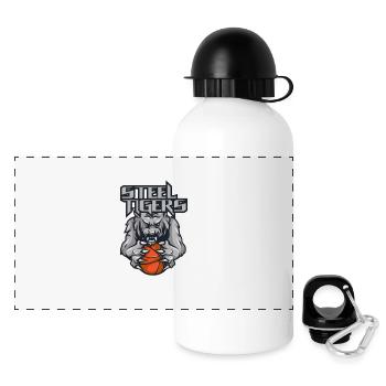 Steel Tigers Basketball - Panorama Trinkflasche mit Deckel 500 ml - Weiß - Vorne