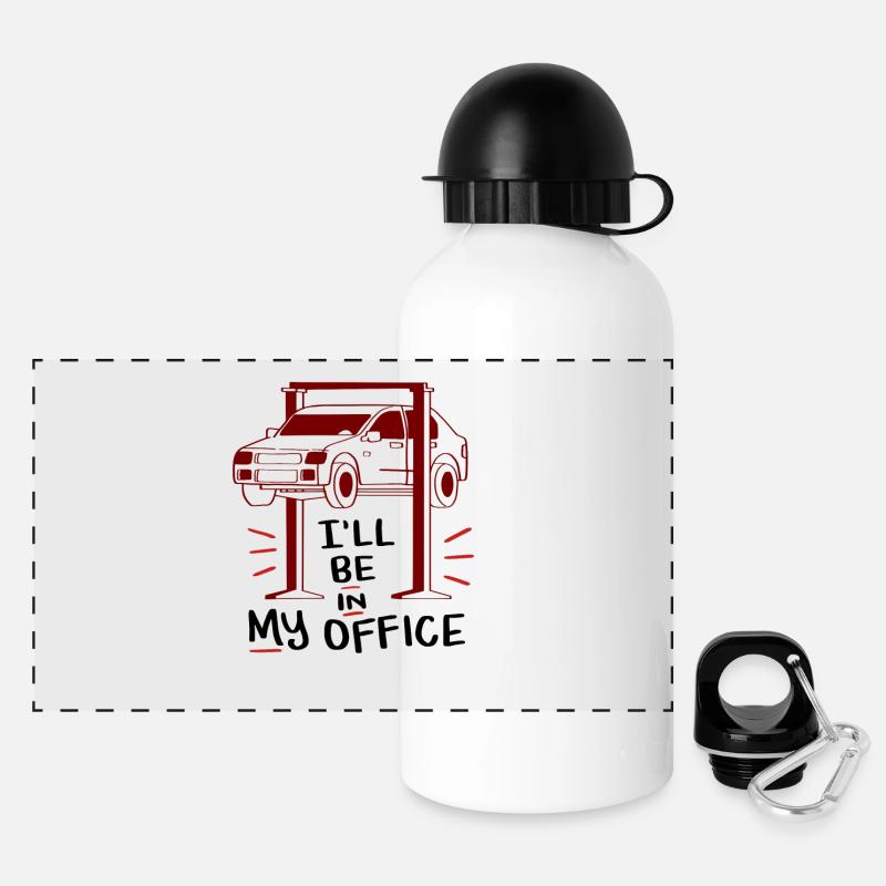 Car mechanic love passion garage workshop - Panoramic Thermal Bottle with Lid 500 ml - white