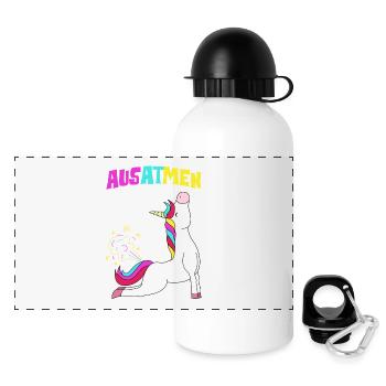 Breathe Inhale Unicorn Yoga Licorne Fitness Fan - Gourde panoramique avec couvercle 500 ml - blanc - Devant