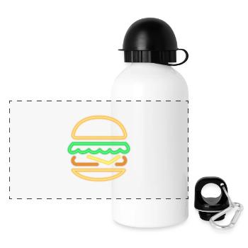 Neon Burger - Signe rétro au néon des années 80 - Gourde panoramique avec couvercle 500 ml - blanc - Devant