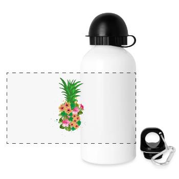 Ananas - Panorama Trinkflasche mit Deckel 500 ml - Weiß - Vorne