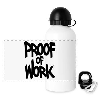 Preuve de travail - Gourde panoramique avec couvercle 500 ml - blanc - Devant