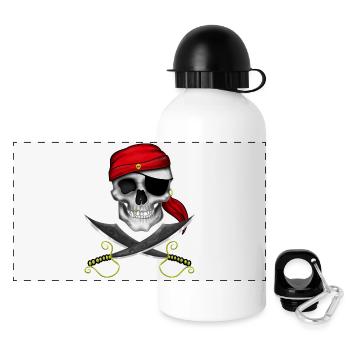 Crâne de pirate - Gourde panoramique avec couvercle 500 ml - blanc - Devant