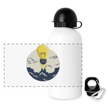 Light bulb rocket, for entrepreneurs and startups - Panoramic Thermal Bottle with Lid 500 ml - white - Front