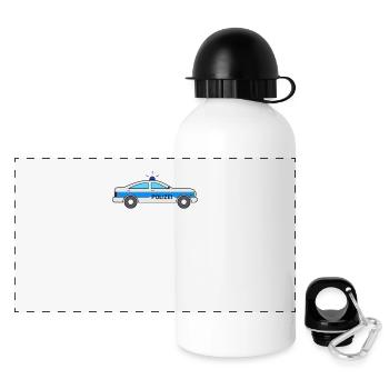 Polizeiauto für Kinder - Deutscher Streifenwagen - Panorama Trinkflasche mit Deckel 500 ml - Weiß - Vorne