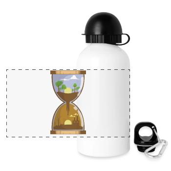 Hourglass / Pollution / Conservation - Panoramic Thermal Bottle with Lid 500 ml - white - Front