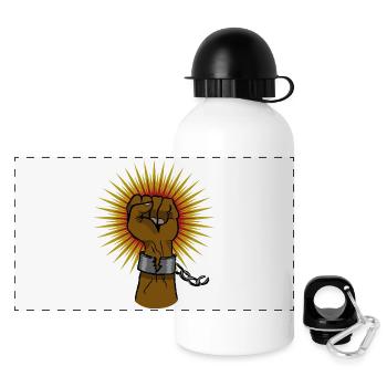 Black Power Faust - Panorama Trinkflasche mit Deckel 500 ml - Weiß - Vorne