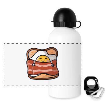 Petit déjeuner dormant / oeuf au plat, toast et bacon - Gourde panoramique avec couvercle 500 ml - blanc - Devant