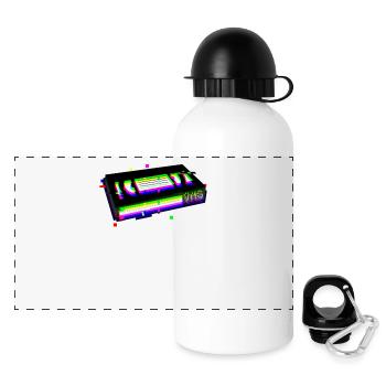 VHS Glitch Vaporwave Aesthetic Retro 90er Kind - Panorama Trinkflasche mit Deckel 500 ml - Weiß - Vorne