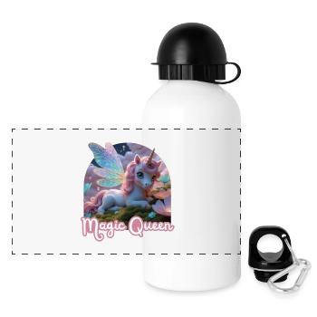 Licorne Blanche avec Des Ailes - Magic Queen - Gourde panoramique avec couvercle 500 ml - blanc - Devant