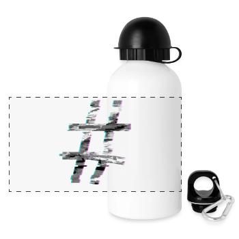 Hashtag Glitch - Panorama Trinkflasche mit Deckel 500 ml - Weiß - Vorne