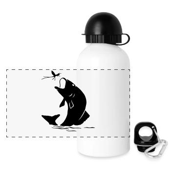 Fly fishing fish in insect gift - Panoramic Thermal Bottle with Lid 500 ml - white - Front