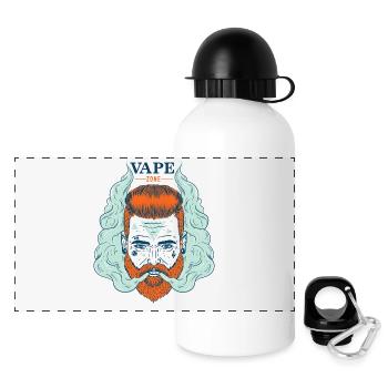 Vaper rauchender bärtiger Hipster - Panorama Trinkflasche mit Deckel 500 ml - Weiß - Vorne