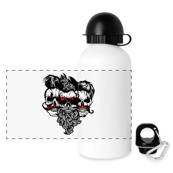 tete de mort Schädel bärtigen hipster Schnurrbart Bart s - Panorama Trinkflasche mit Deckel 500 ml - Weiß - Vorne