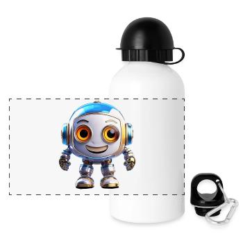 Roboter - Panorama Trinkflasche mit Deckel 500 ml - Weiß - Vorne