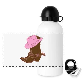 ROSA COWBOY STIEFEL - Panorama Trinkflasche mit Deckel 500 ml - Weiß - Vorne