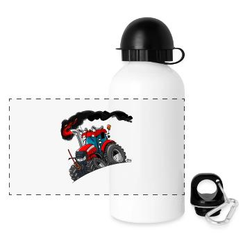 ROTER TRAKTOR weißer Rand - Panorama Trinkflasche mit Deckel 500 ml - Weiß - Vorne