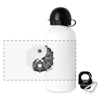 Mandala Yin Yang - Gourde panoramique avec couvercle 500 ml - blanc - Devant