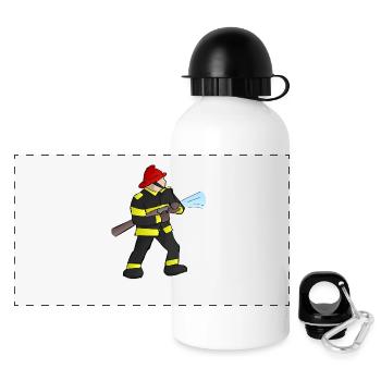 feuerwehr feuerwehrmann firefighter firetruck fire - Panorama Trinkflasche mit Deckel 500 ml - Weiß - Vorne