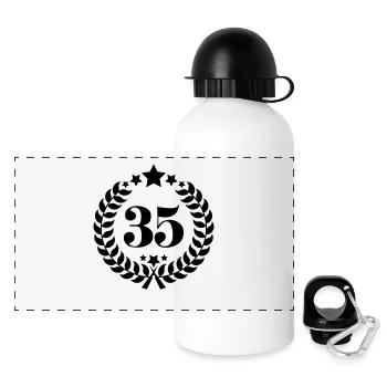35. Geburtstags Kranz - Anniversary Wreath - Panorama Trinkflasche mit Deckel 500 ml - Weiß - Vorne