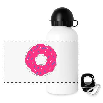 Pink Donut - Panorama Trinkflasche mit Deckel 500 ml - Weiß - Vorne