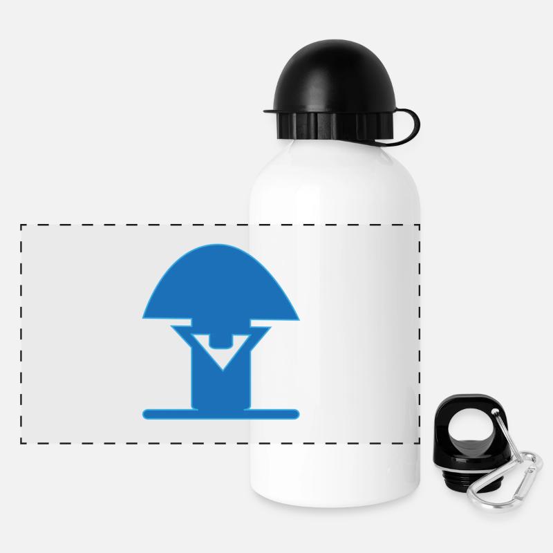 Blue Mushroom Icon - Panoramic Thermal Bottle with Lid 500 ml - white
