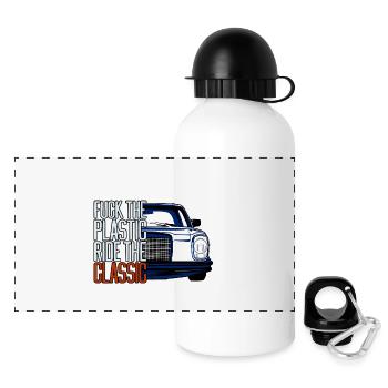 W115 Retro fck plastic - Panorama Trinkflasche mit Deckel 500 ml - Weiß - Vorne