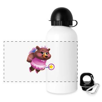 Bärin "Jasmin" – lustiges Waldtier für Kinder - Panorama Trinkflasche mit Deckel 500 ml - Weiß - Vorne