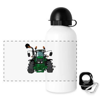 0175 Green tractor - Panoramic Thermal Bottle with Lid 500 ml - white - Front