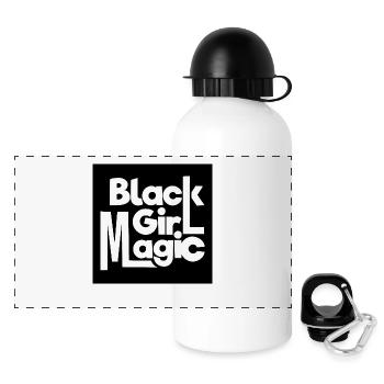 Schwarzer Mädchen-Magie 2 weißer Text - Panorama Trinkflasche mit Deckel 500 ml - Weiß - Vorne