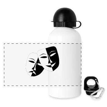 Theater Masken - Panorama Trinkflasche mit Deckel 500 ml - Weiß - Vorne