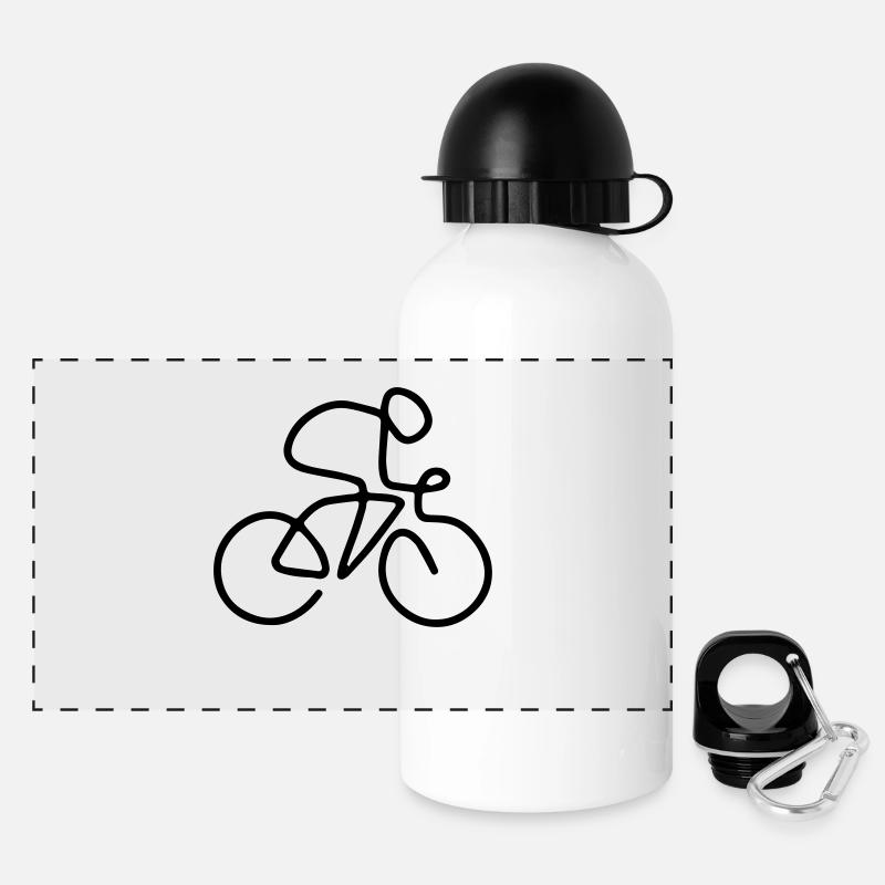 Ein-Linien-Radfahrer - Panorama Trinkflasche mit Deckel 500 ml - Weiß