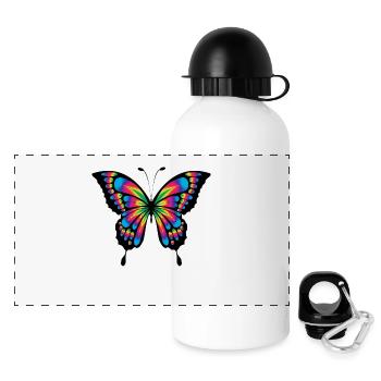 Butterfly - Panorama Trinkflasche mit Deckel 500 ml - Weiß - Vorne