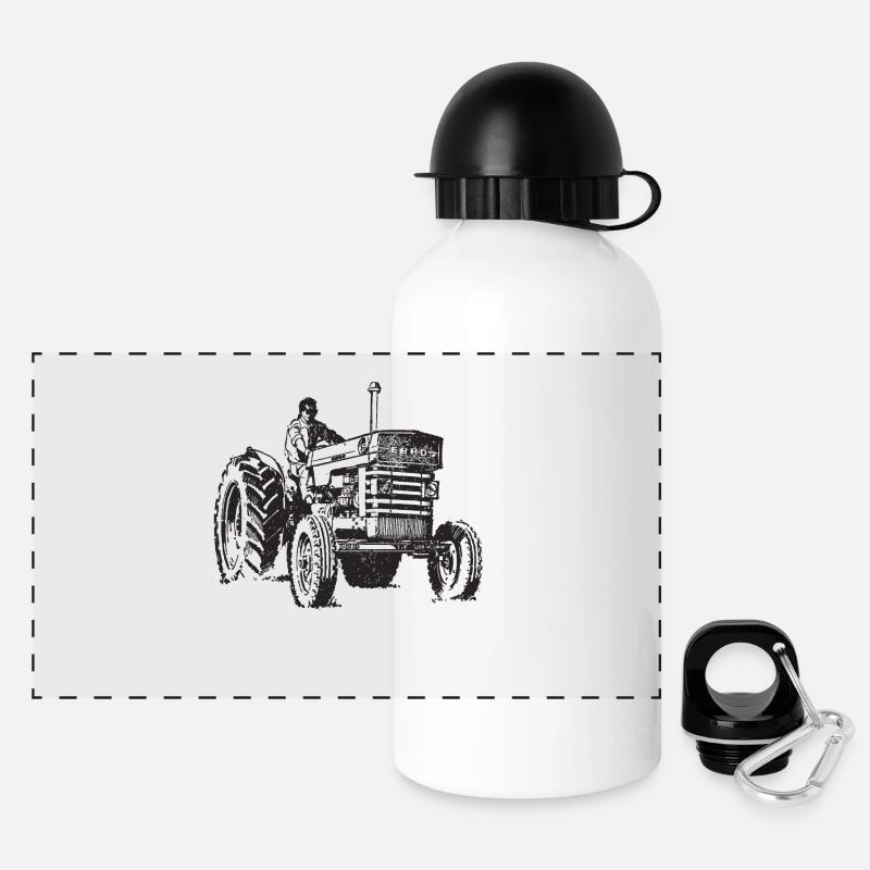 Old tractor - Panoramic Thermal Bottle with Lid 500 ml - white