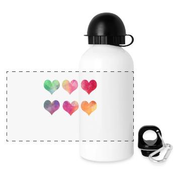 Bunte Herzen - Regenbogen Herzen Valentinstag - Panoramic Thermal Bottle with Lid 500 ml - white - Front