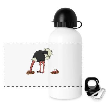 Vogelstrauß Vogel Strauß - Panorama Trinkflasche mit Deckel 500 ml - Weiß - Vorne