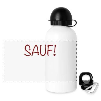 Sauf! - Panorama Trinkflasche mit Deckel 500 ml - Weiß - Vorne