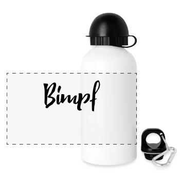 Bayrisches Wort, kleiner Junge: Bimpf - Panorama Trinkflasche mit Deckel 500 ml - Weiß - Vorne
