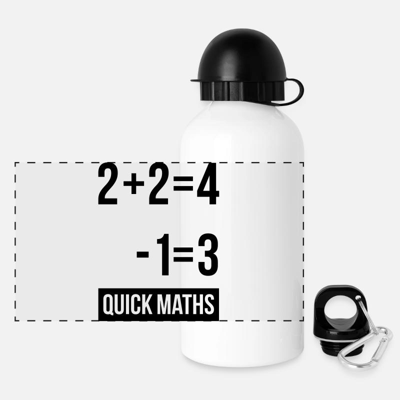 Mans Not Hot Shirt, 2+2 is 4 Quick Maths - Gourde panoramique avec couvercle 500 ml - blanc
