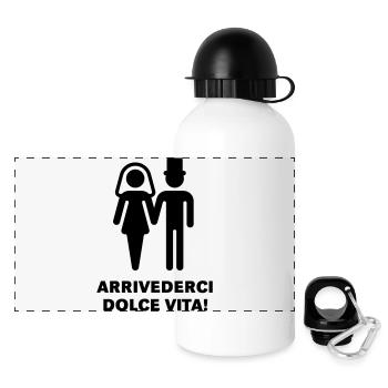 Arrivederci Dolce Vita! - Gourde panoramique avec couvercle 500 ml - blanc - Devant