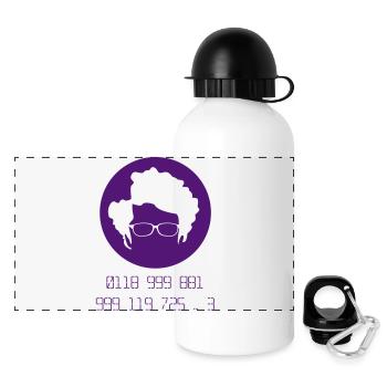 T-Shirt "Moss 118" schart (Flexdruck) - Panorama Trinkflasche mit Deckel 500 ml - Weiß - Vorne