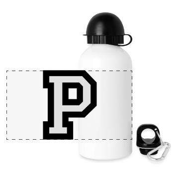 Buchstabe P - Panorama Trinkflasche mit Deckel 500 ml - Weiß - Vorne