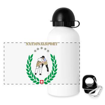 schwingen nationalsport  Schwinger - Panorama Trinkflasche mit Deckel 500 ml - Weiß - Vorne