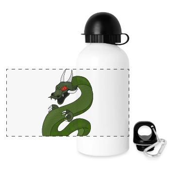 Drache mit roten Augen - Panorama Trinkflasche mit Deckel 500 ml - Weiß - Vorne