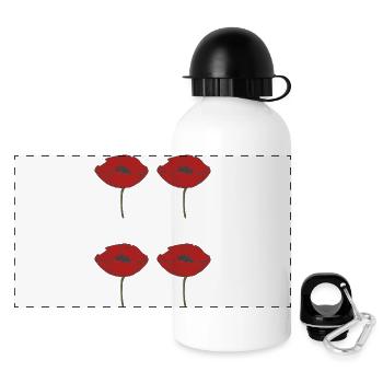 mohnblume - Panorama Trinkflasche mit Deckel 500 ml - Weiß - Vorne