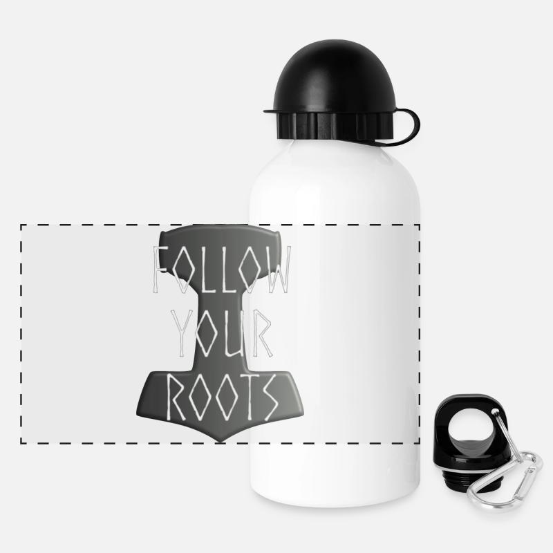 Mjölnir Donar Hammer Thor - Follow your Roots grey - Panoramic Thermal Bottle with Lid 500 ml - white