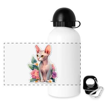 Sphynx-Katze - Panorama Trinkflasche mit Deckel 500 ml - Weiß - Vorne