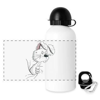 Mürrischer Weißer Nö Hase I Hasenmotiv Kaninchen - Panorama Trinkflasche mit Deckel 500 ml - Weiß - Vorne
