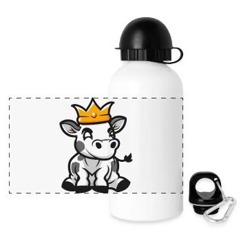Vache Cartoon Couronne - Gourde panoramique avec couvercle 500 ml - blanc - Devant